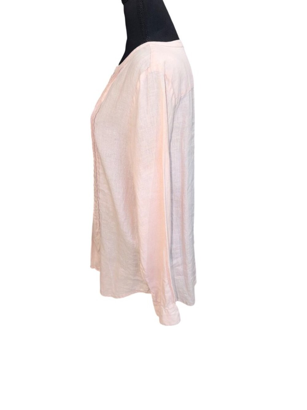 Sundance Pale Pink 100% Linen Lagenlook Coastal Money Pintuck Blouse Womens L - Picture 6 of 11